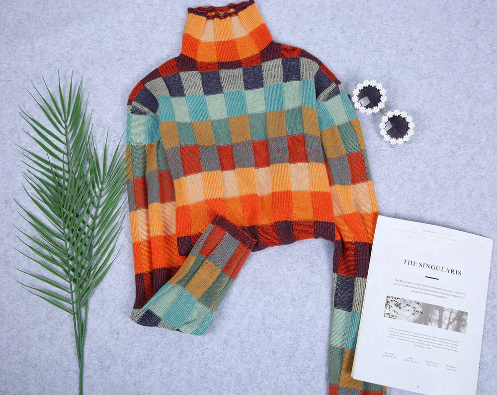 Nyzara™ - Pull à col roulé en damier