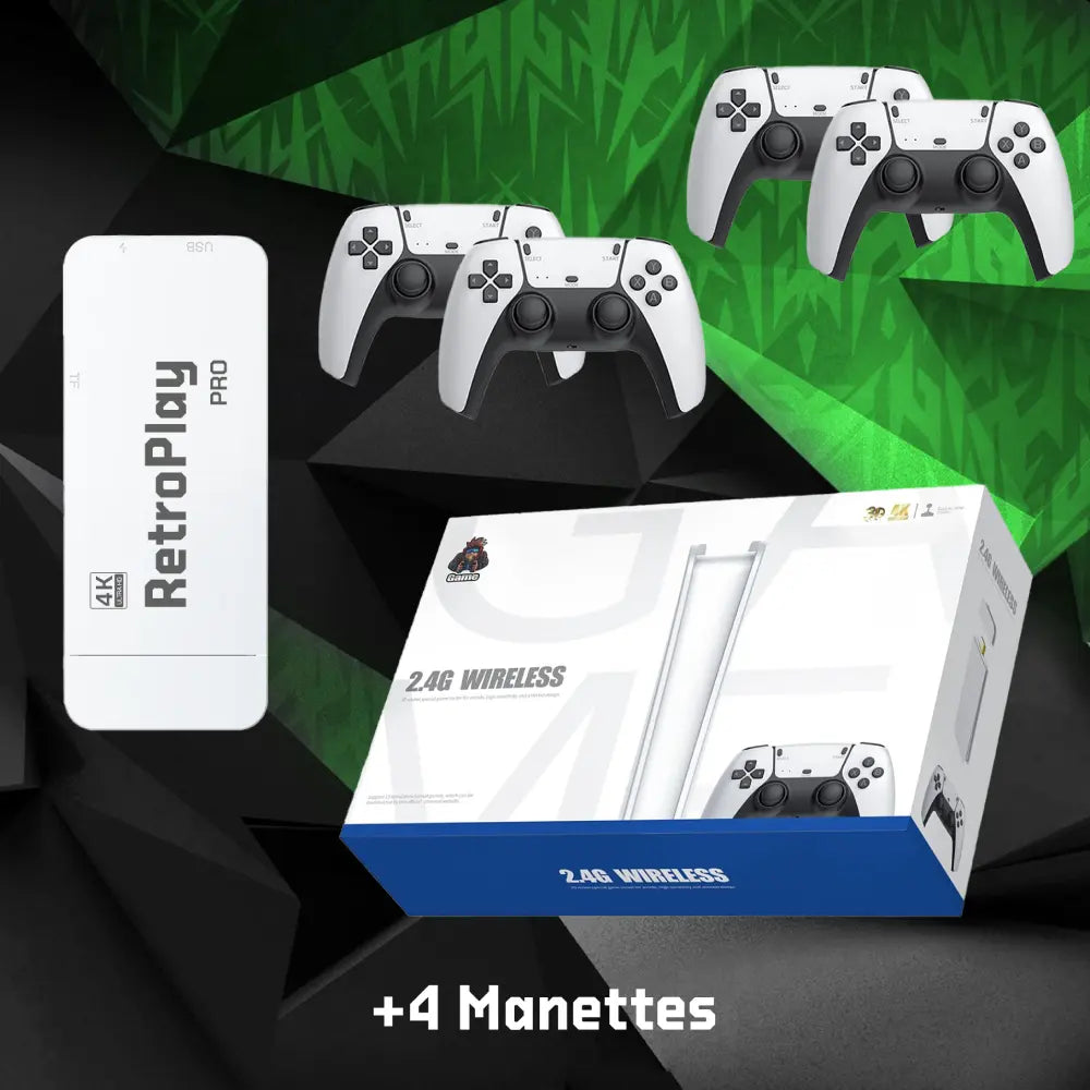 RetroPlay™ 2.0 (4K + 64 Go) - 20 000 JEUX RÉTRO + 2 MANETTES SANS FIL