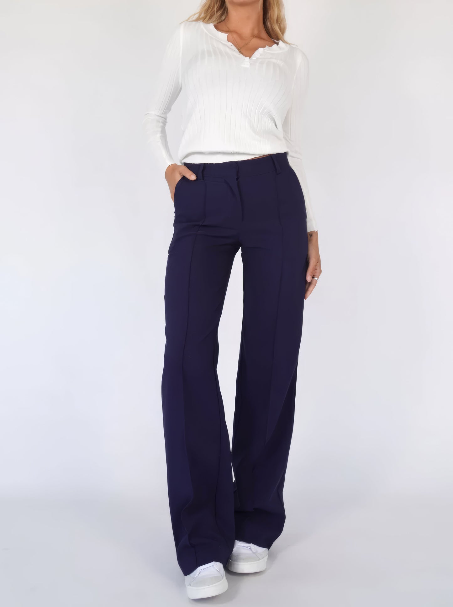 Lora - Pantalon Large à Taille Haute