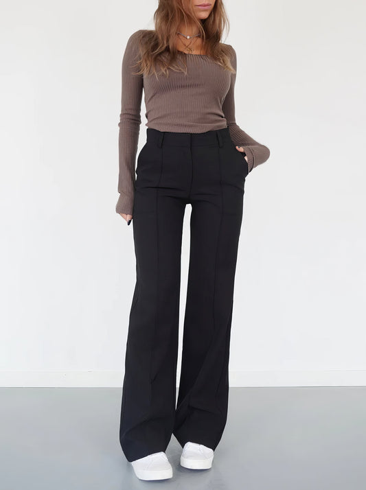 Lora - Pantalon Large à Taille Haute