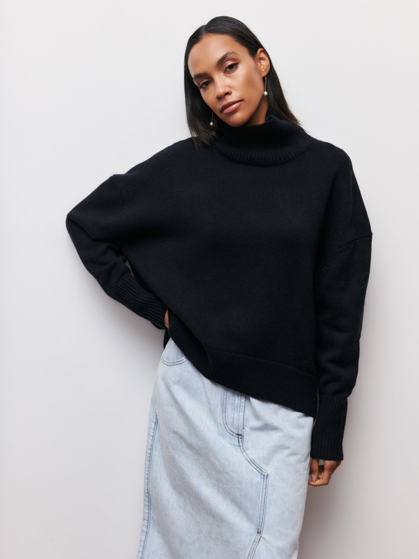 Pull Julia Col Roulé Oversize en Coton