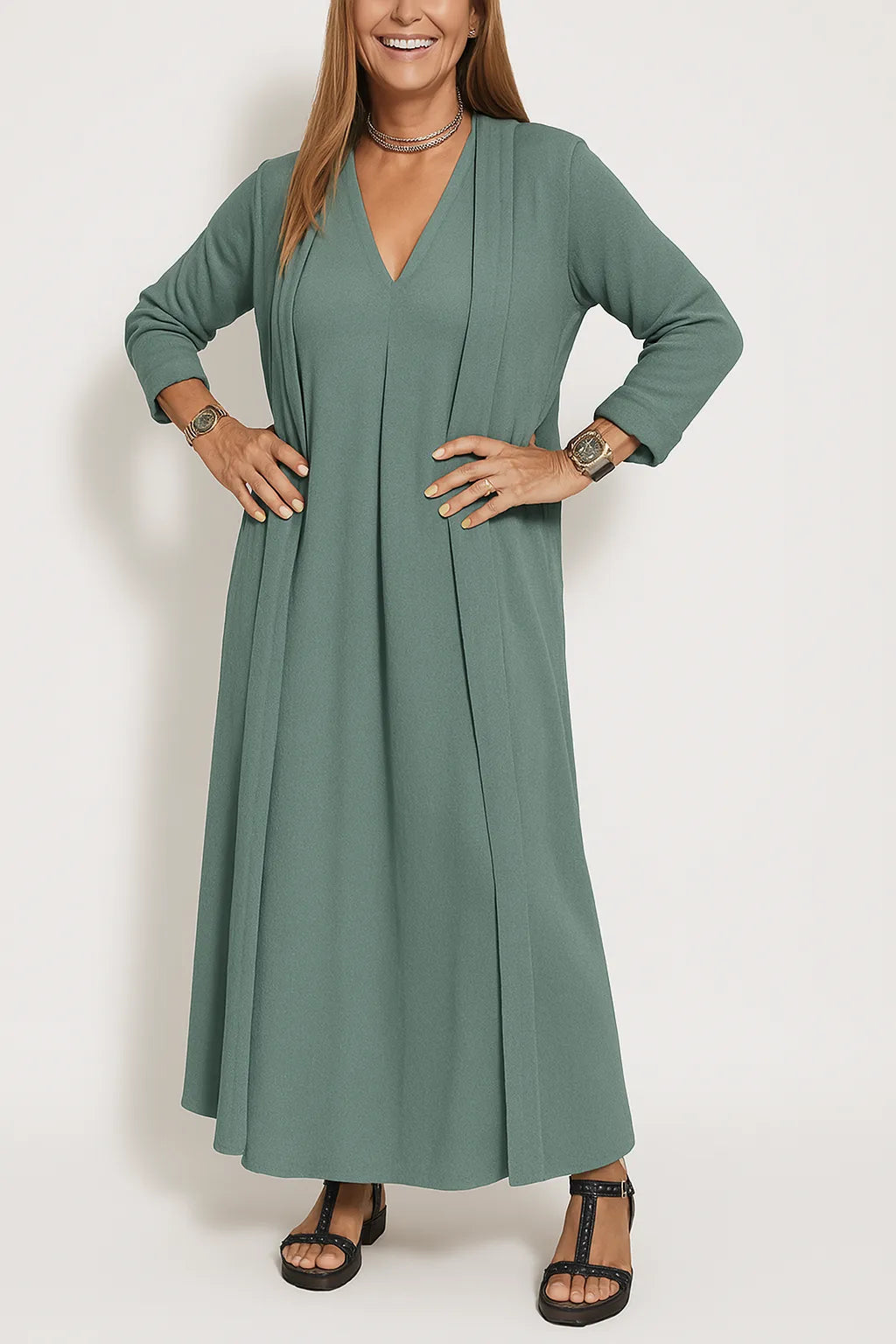 Novaya™ - Robe longue élégante + gilet assorti OFFERT