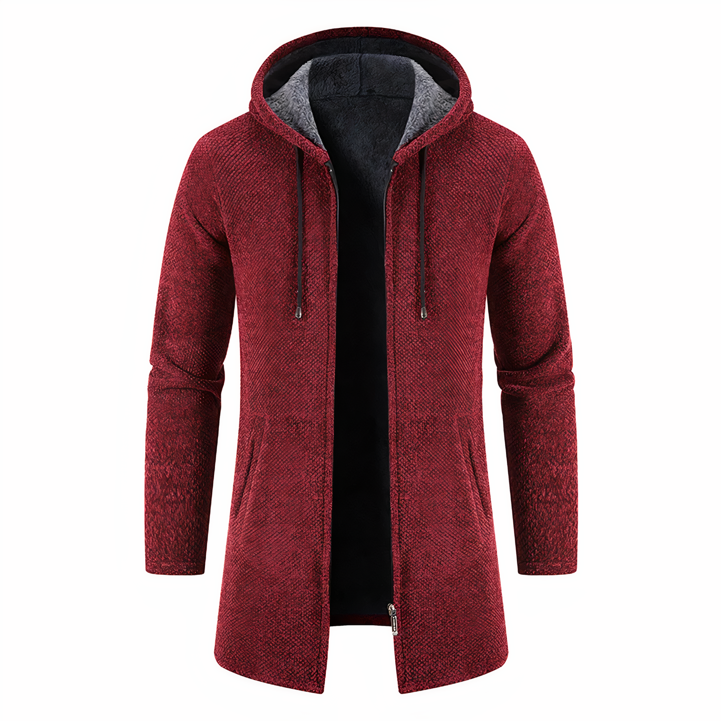 Hugo -  Veste mi-long en laine à capuche
