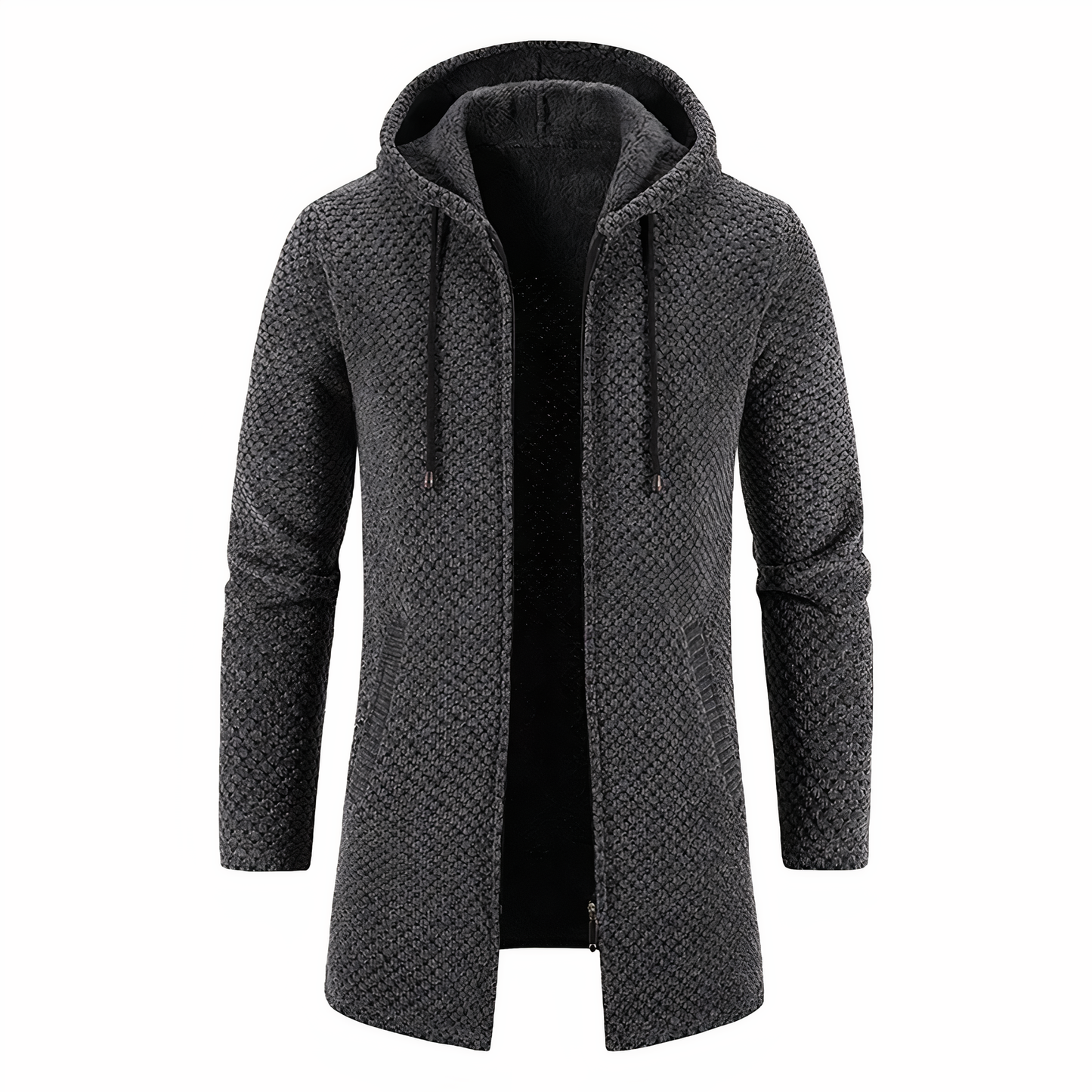 Hugo -  Veste mi-long en laine à capuche