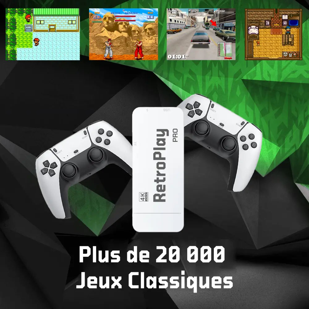RetroPlay™ 2.0 (4K + 64 Go) - 20 000 JEUX RÉTRO + 2 MANETTES SANS FIL