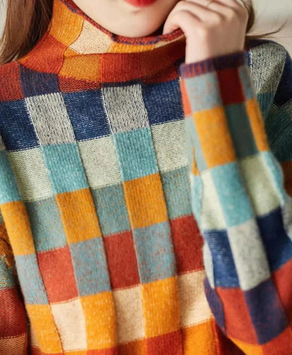 Nyzara™ - Pull à col roulé en damier