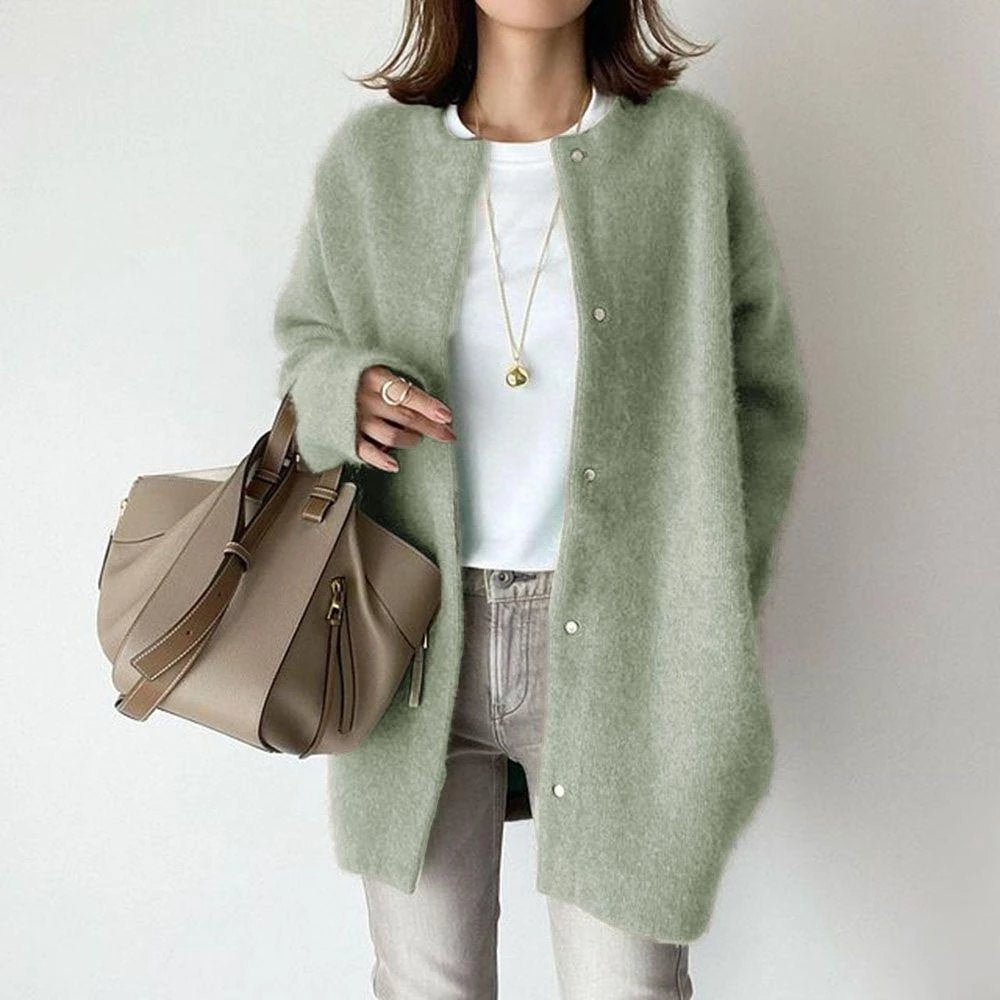 Nyzara™ - Cardigan long vert à boutons