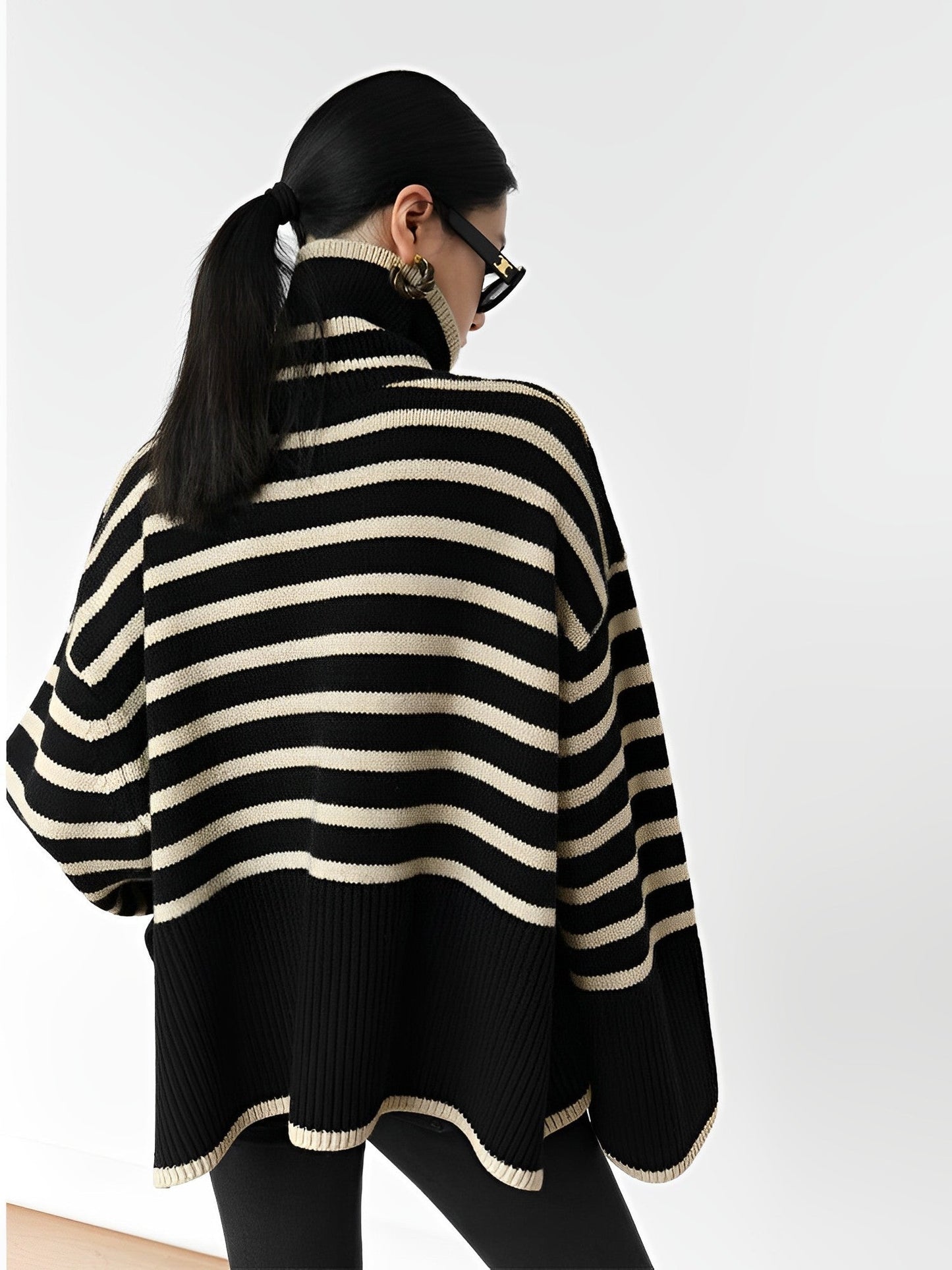 Nyzara™ - Pull à col roulé rayé oversize