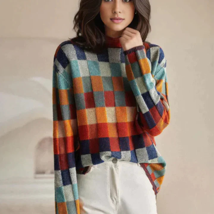 Nyzara™ - Pull à col roulé en damier