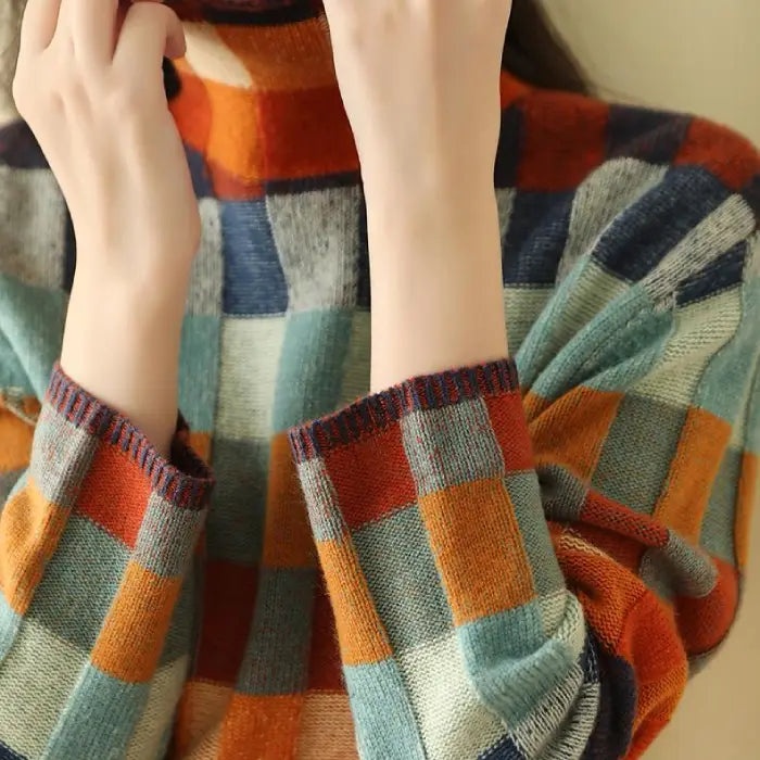 Nyzara™ - Pull à col roulé en damier