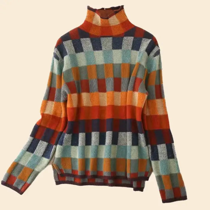 Nyzara™ - Pull à col roulé en damier