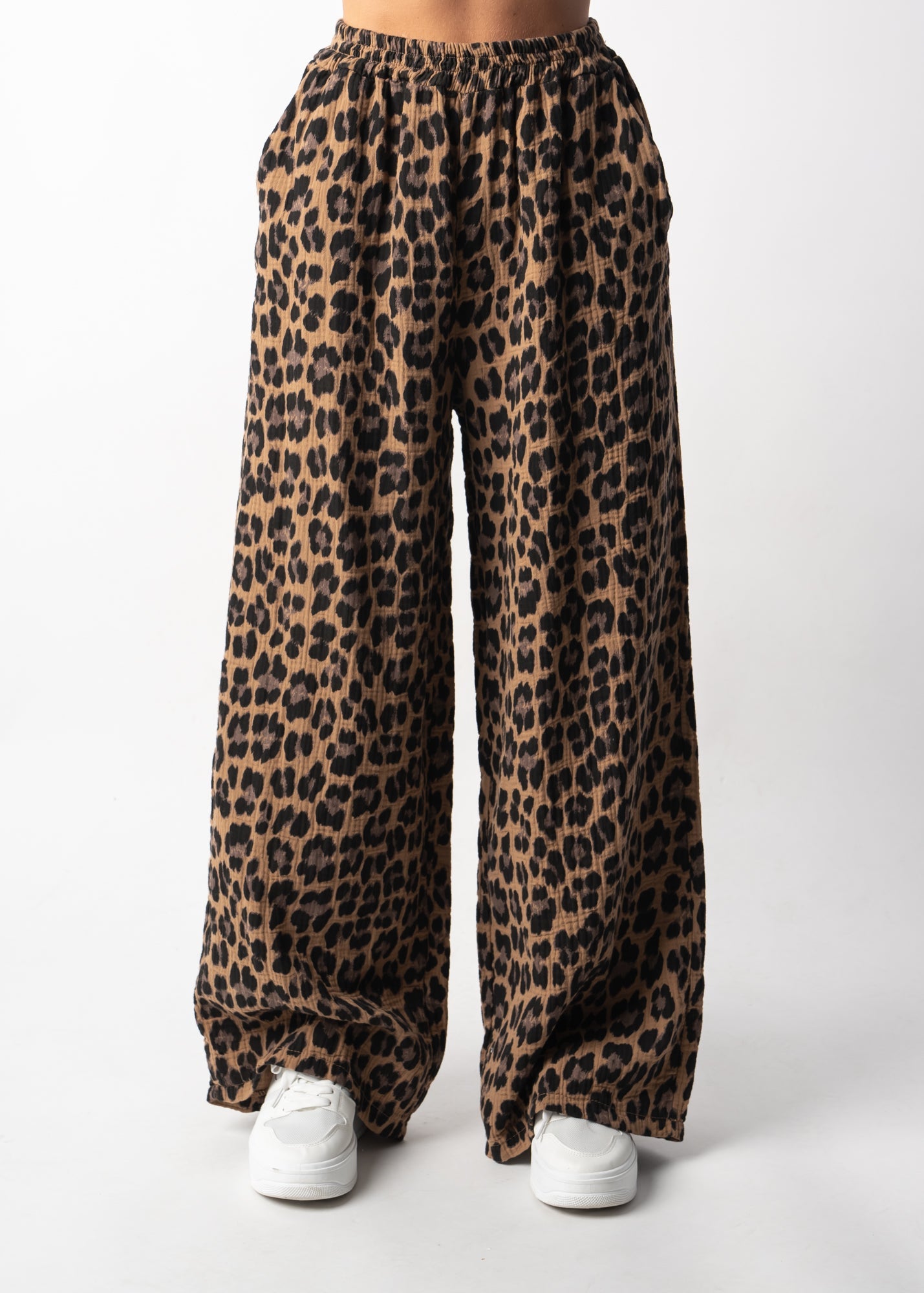 Pantalon Large à Motif Léopard