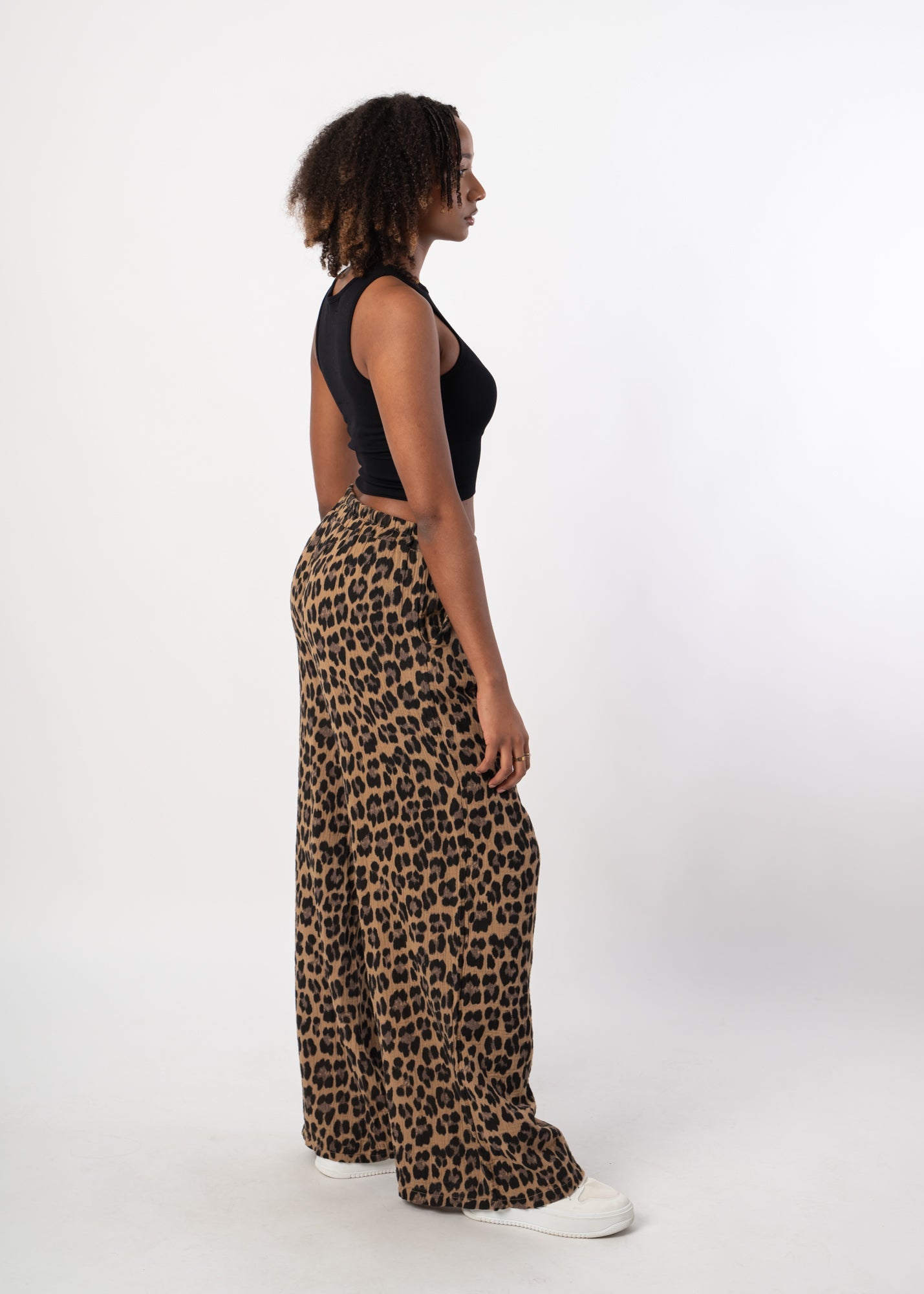 Pantalon Large à Motif Léopard
