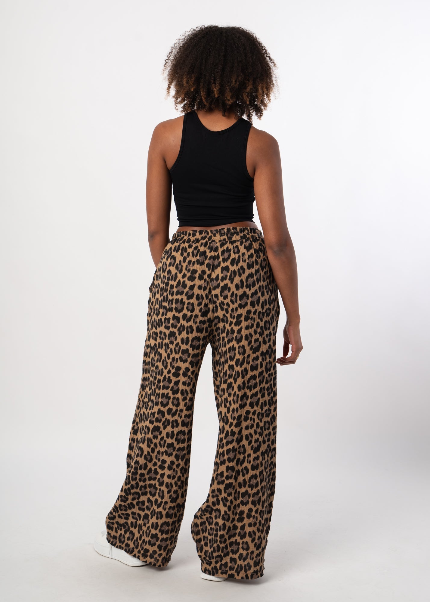 Pantalon Large à Motif Léopard